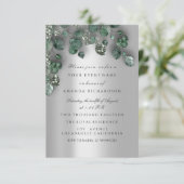 Bridal Weddi Glitzer SmokyGray Eukalyptus Greenery Einladung (Stehend Vorderseite)
