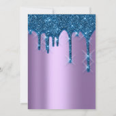 Bridal Wedding Birthday 16. Blue Lila 3D Tropfens Einladung (Rückseite)