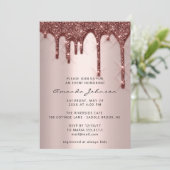Bridal Wedding Birthday 16. Rose Gold 3D Tropfen Einladung (Stehend Vorderseite)