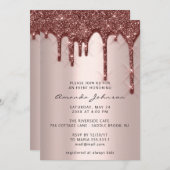 Bridal Wedding Birthday 16. Rose Gold 3D Tropfen Einladung (Vorne/Hinten)