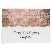 Bridal Wedding Birthday Metallic Pink Rose Gold Große Geschenktüte (Vorderseite)