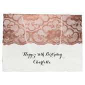 Bridal Wedding Birthday Metallic Pink Rose Gold Große Geschenktüte (Rückseite)