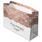 Bridal Wedding Birthday Metallic Pink Rose Gold Große Geschenktüte (Rückseite Schrägansicht)
