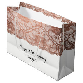 Bridal Wedding Birthday Metallic Pink Rose Gold Große Geschenktüte