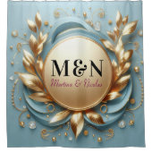 Bridal Wedding Black Mit Monogramm Modern Script Duschvorhang (Vorderseite)