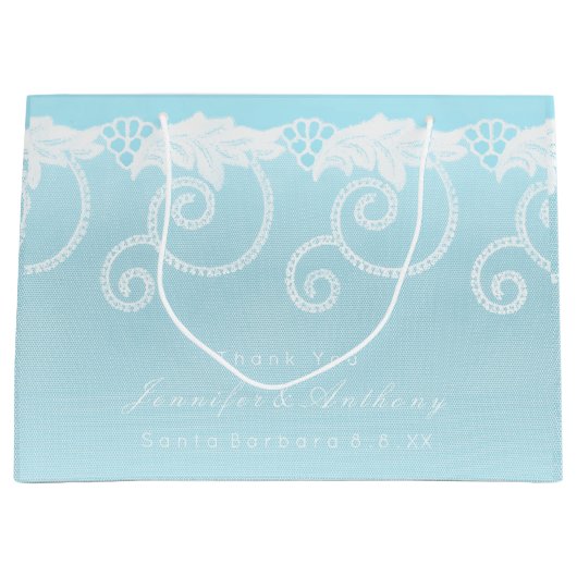 Bridal Wedding Celestial Blue White Royal Lace Große Geschenktüte (Vorderseite)