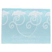 Bridal Wedding Celestial Blue White Royal Lace Große Geschenktüte (Rückseite)