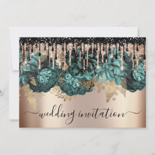 Bridal Wedding Event Rose Blue Aquamarin Tropfens Einladung