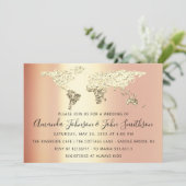 Bridal Wedding Gold Zielkarte Globe Coral Einladung (Stehend Vorderseite)