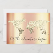 Bridal Wedding Gold Zielkarte Globe Coral Einladung (Rückseite)