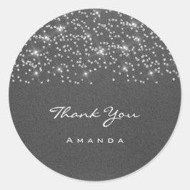 Bridal Wedding Grey Kraft Danke Name 16. Runder Aufkleber
