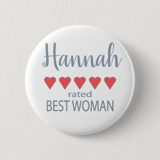 Bridal & Wedding Party 5 Herz Beste Frau Button (Vorderseite)