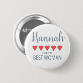 Bridal & Wedding Party 5 Herz Beste Frau Button (Vorne & Hinten)