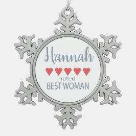 Bridal & Wedding Party 5 Herz Beste Frau Schneeflocken Zinn-Ornament