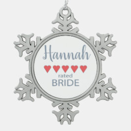 Bridal & Wedding Party 5 Herz Braut Schneeflocken Zinn-Ornament