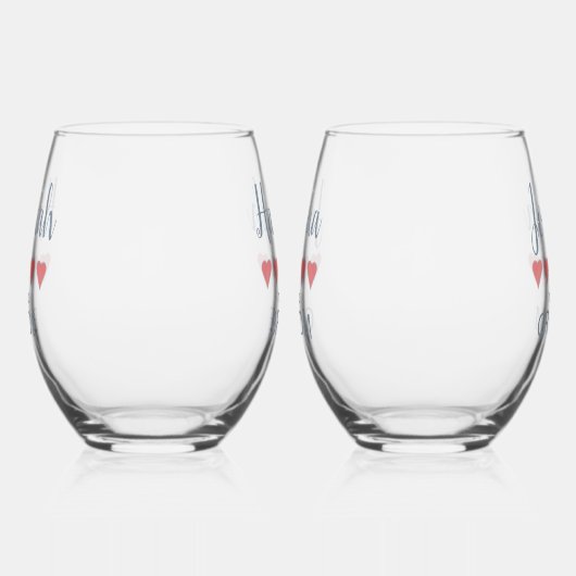 Bridal & Wedding Party 5 Herz Braut Weinglas Ohne Stiel (Links)