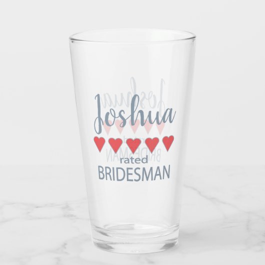 Bridal & Wedding Party 5 Herz Bridesman Glas (Rückseite)