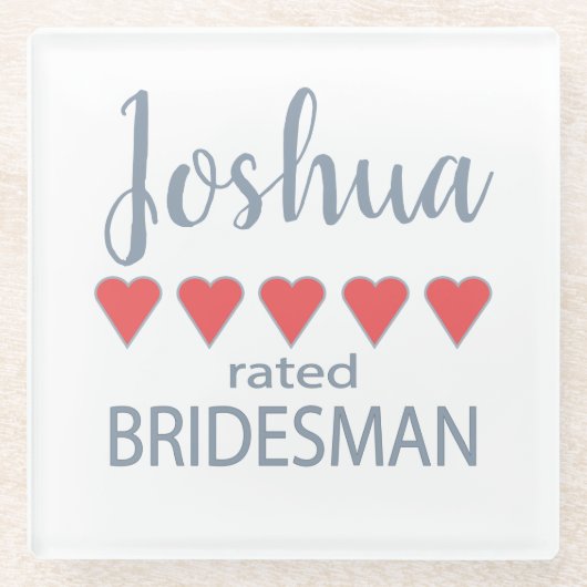 Bridal & Wedding Party 5 Herz Bridesman Glasuntersetzer (Vorderseite)