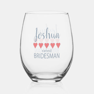Bridal & Wedding Party 5 Herz Bridesman Weinglas Ohne Stiel