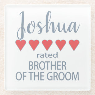 Bridal & Wedding Party 5 Herz Bruder des Grooms Glasuntersetzer
