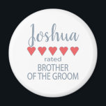 Bridal & Wedding Party 5 Herz Bruder des Grooms Magnet<br><div class="desc">Die Mitglieder der Brautparty- und Hochzeitsfeier werden sich mit einem "Fünf-Herzen-Geschenk", das speziell für sie gemacht wurde, geliebt und geschätzt fühlen. Liebe ist das, worum es geht. Ob Hochzeit oder Hochzeit in Urlaubsort in der Heimatstadt - die personalisierten Gegenstände werden sicher sein, Lächeln auf den Weg zu bringen. Die individuell...</div>