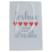 Bridal & Wedding Party 5 Herz Bruder von Bride Mittlere Geschenktüte (Vorderseite)