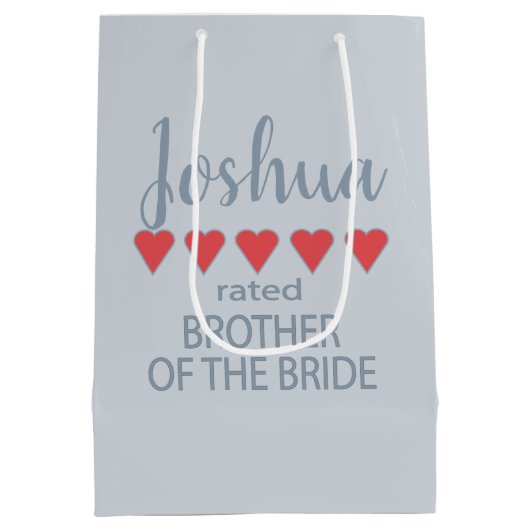 Bridal & Wedding Party 5 Herz Bruder von Bride Mittlere Geschenktüte (Rückseite)