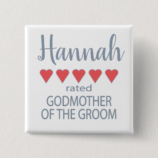 Bridal & Wedding Party 5 Herz Godmutter von Groom Button (Vorderseite)