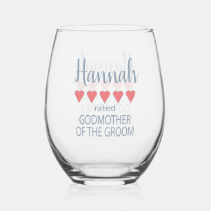 Bridal & Wedding Party 5 Herz Godmutter von Groom Weinglas Ohne Stiel