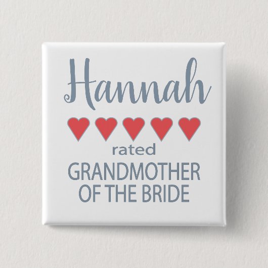 Bridal & Wedding Party 5 Herz Großmutter o Bride Button (Vorderseite)