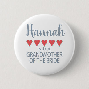 Bridal & Wedding Party 5 Herz Großmutter o Bride Button