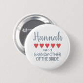 Bridal & Wedding Party 5 Herz Großmutter o Bride Button (Vorne & Hinten)