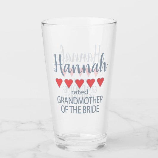 Bridal & Wedding Party 5 Herz Großmutter o Bride Glas (Vorderseite)