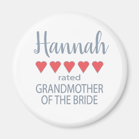 Bridal & Wedding Party 5 Herz Großmutter o Bride Magnet (Vorne)