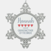 Bridal & Wedding Party 5 Herz Großmutter o Bride Schneeflocken Zinn-Ornament (Vorderseite)