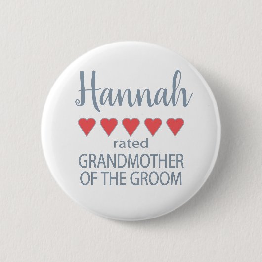 Bridal & Wedding Party 5 Herz Großmutter o Groom Button (Vorderseite)