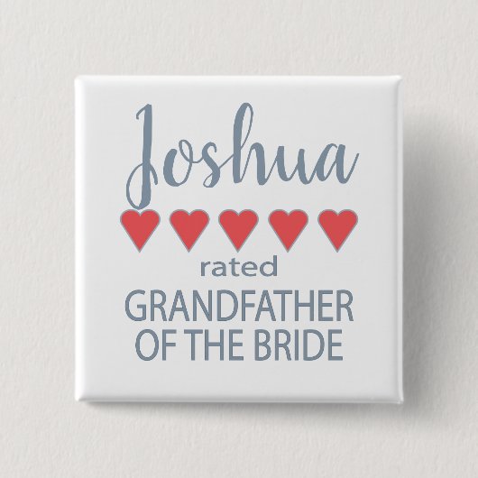 Bridal & Wedding Party 5 Herz Großvater o Bride Button (Vorderseite)