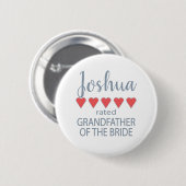 Bridal & Wedding Party 5 Herz Großvater o Bride Button (Vorne & Hinten)