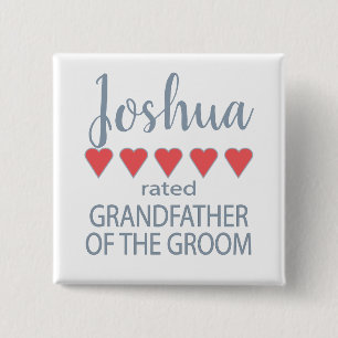 Bridal & Wedding Party 5 Herz Großvater o Groom Button