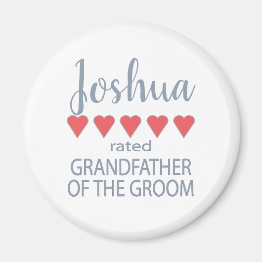 Bridal & Wedding Party 5 Herz Großvater o Groom Magnet (Vorne)