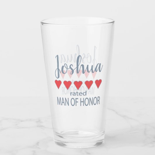 Bridal & Wedding Party 5 Herz Mann der Ehre Glas (Vorderseite)