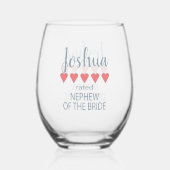 Bridal & Wedding Party 5 Herz Nephew Braut Weinglas Ohne Stiel (Rückseite)