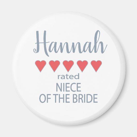 Bridal & Wedding Party 5 Herz Nichte Bride Magnet (Vorne)