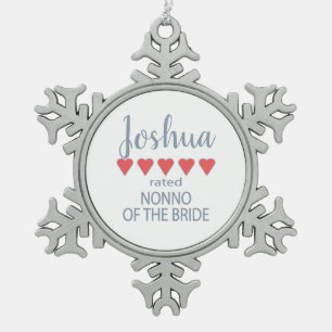 Bridal & Wedding Party 5 Herz ohne Braut Schneeflocken Zinn-Ornament