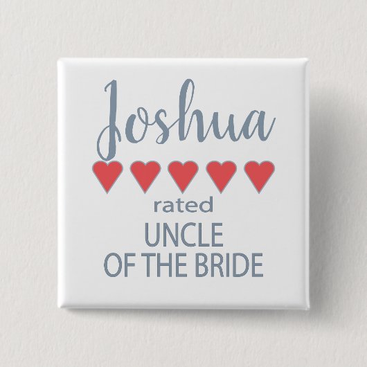 Bridal & Wedding Party 5 Herz Onkel von Braut Button (Vorderseite)