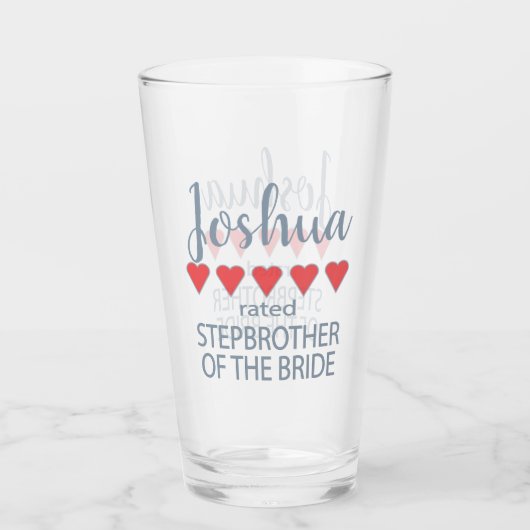 Bridal & Wedding Party 5 Herz Stepbruder o Bride Glas (Vorderseite)