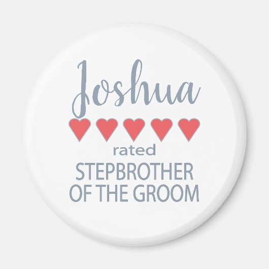 Bridal & Wedding Party 5 Herz Stepbruder o Groom Magnet (Vorne)