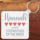 Bridal & Wedding Party 5 Herz Stepmutter of Bride Schlüsselanhänger (Rückseite)