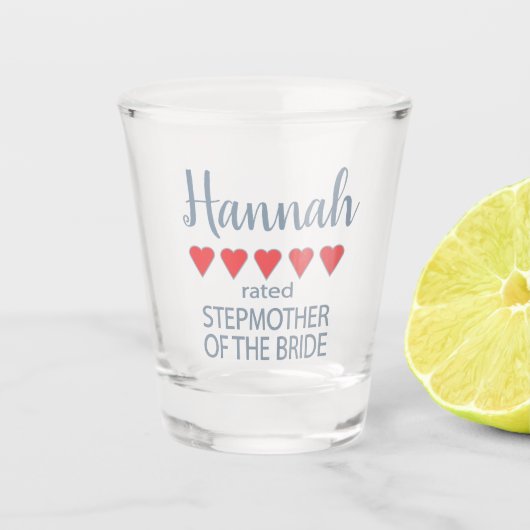 Bridal & Wedding Party 5 Herz Stepmutter of Bride Schnapsglas (Vorderseite)