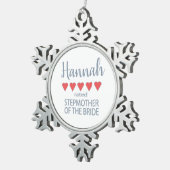 Bridal & Wedding Party 5 Herz Stepmutter of Bride Schneeflocken Zinn-Ornament (Rechts)